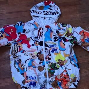 Space Jam Cartoon Print Raincoat Members Only